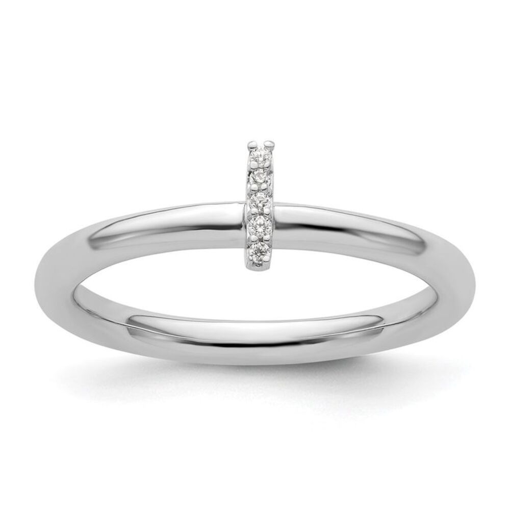 Kazi Luxury 14k White Gold Stackable Diamond Init… - image 1